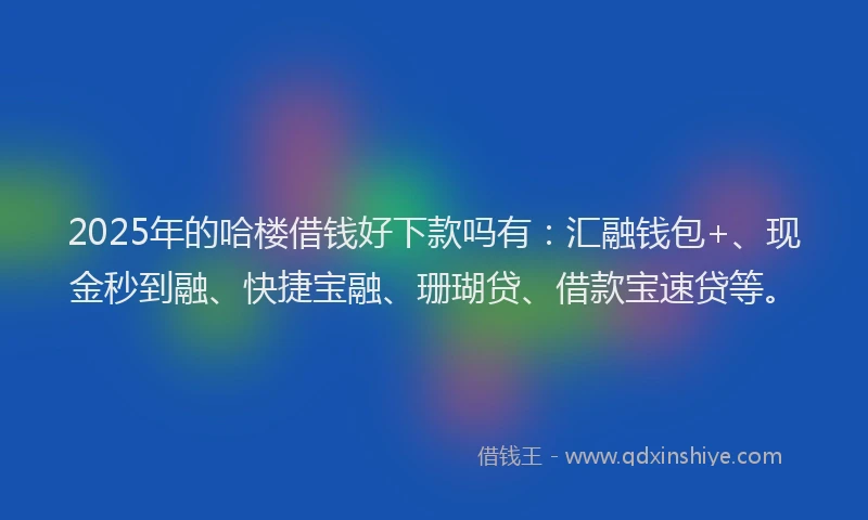 2025年的哈楼借钱好下款吗有：汇融钱包+、现金秒到融、快捷宝融、珊瑚贷、借款宝速贷等。