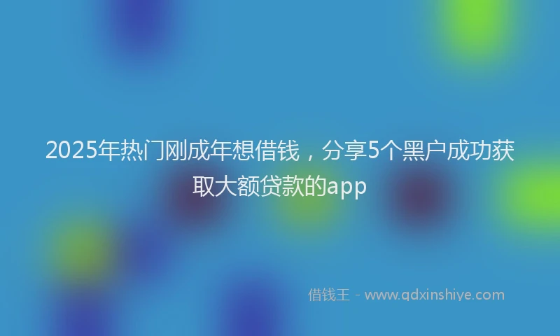 2025年热门刚成年想借钱，分享5个黑户成功获取大额贷款的app