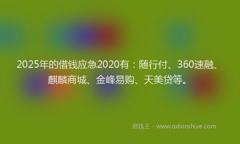 2025年的借钱应急2020有：随行付、360速融、麒麟商城、金峰易购、天美贷等。