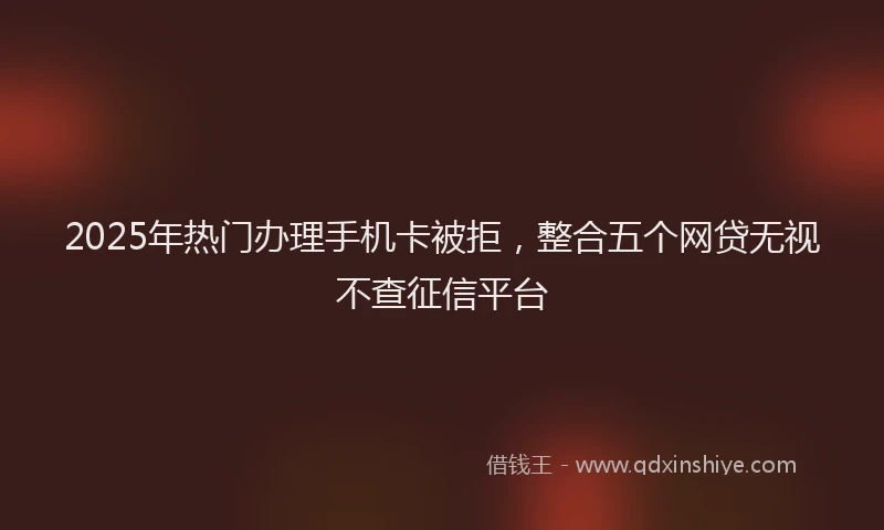 2025年热门办理手机卡被拒，整合五个网贷无视不查征信平台