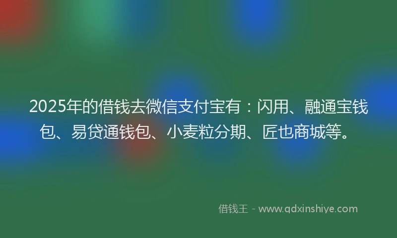 2025年的借钱去微信支付宝有：闪用、融通宝钱包、易贷通钱包、小麦粒分期、匠也商城等。