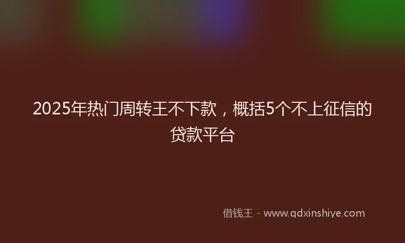 2025年热门周转王不下款，概括5个不上征信的贷款平台