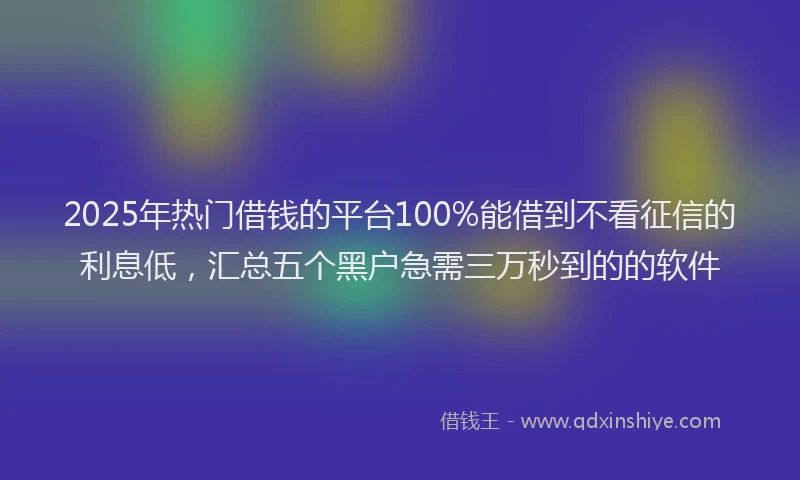 2025年热门借钱的平台100%能借到不看征信的利息低，汇总五个黑户急需三万秒到的的软件