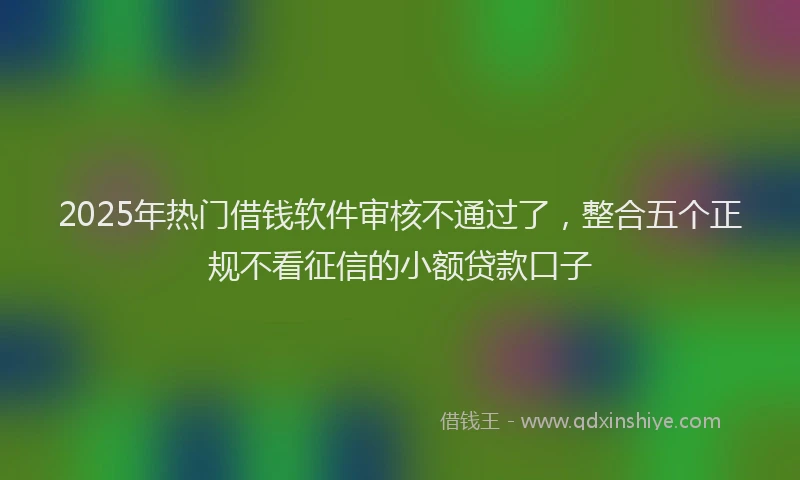 2025年热门借钱软件审核不通过了，整合五个正规不看征信的小额贷款口子
