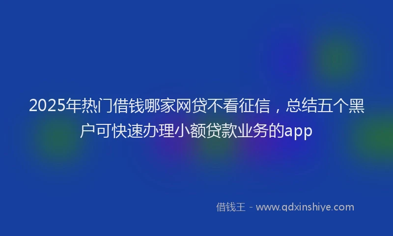 2025年热门借钱哪家网贷不看征信，总结五个黑户可快速办理小额贷款业务的app