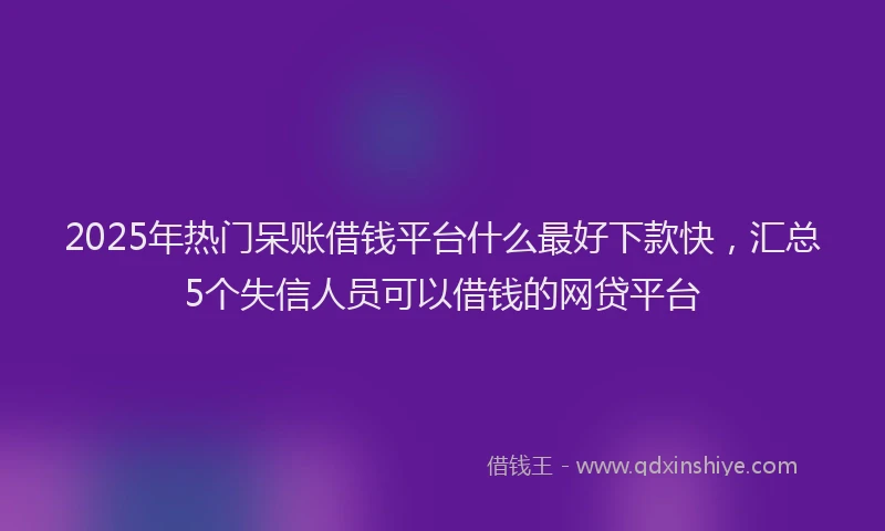 2025年热门呆账借钱平台什么最好下款快，汇总5个失信人员可以借钱的网贷平台