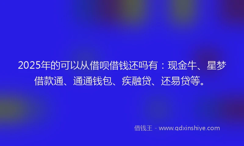 2025年的可以从借呗借钱还吗有：现金牛、星梦借款通、通通钱包、疾融贷、还易贷等。