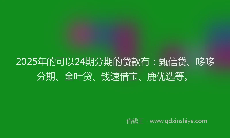 2025年的可以24期分期的贷款有:甄信贷、哆哆分期、金叶贷、钱速借宝、鹿优选等。
