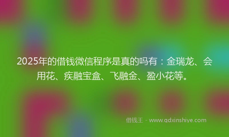2025年的借钱微信程序是真的吗有：金瑞龙、会用花、疾融宝盒、飞融金、盈小花等。