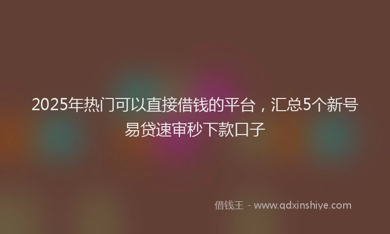 2025年热门可以直接借钱的平台，汇总5个新号易贷速审秒下款口子
