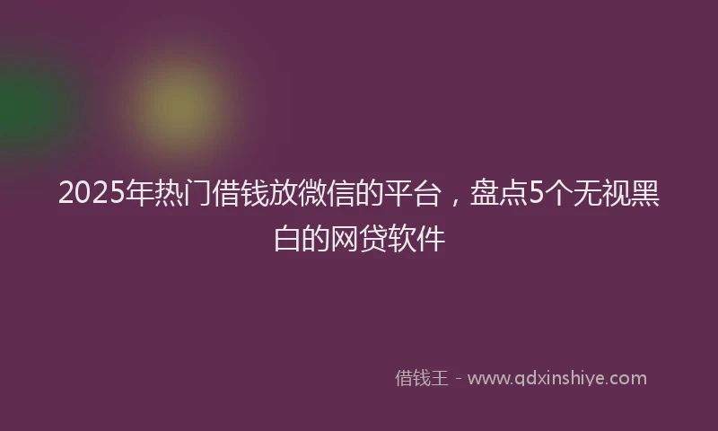2025年热门借钱放微信的平台，盘点5个无视黑白的网贷软件