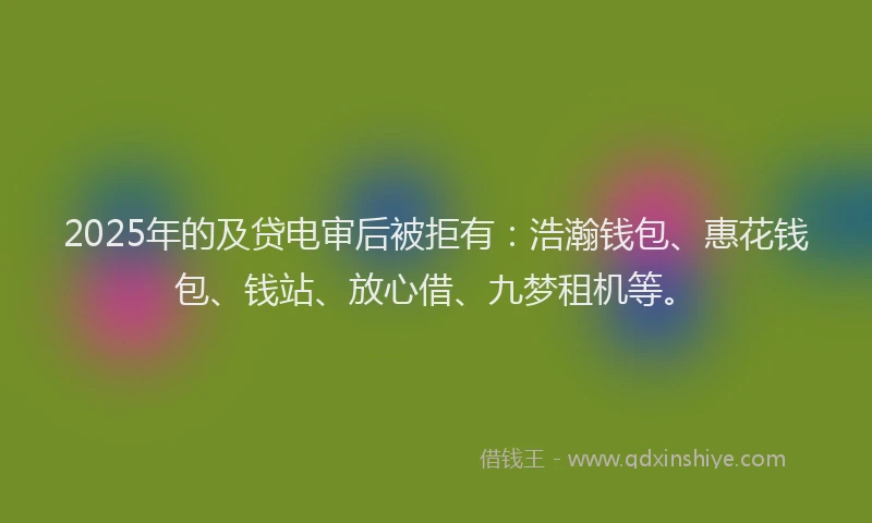 2025年的及贷电审后被拒有：浩瀚钱包、惠花钱包、钱站、放心借、九梦租机等。