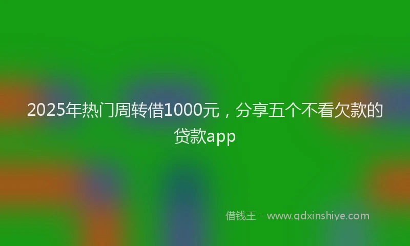 2025年热门周转借1000元，分享五个不看欠款的贷款app