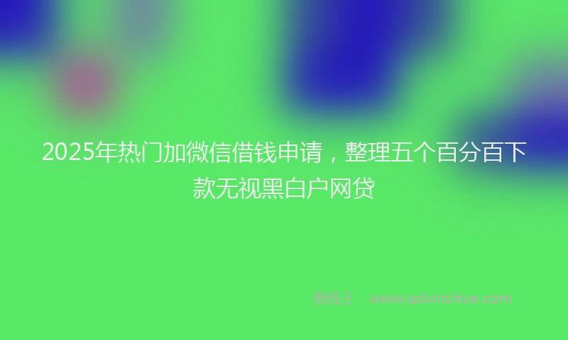 2025年热门加微信借钱申请，整理五个百分百下款无视黑白户网贷