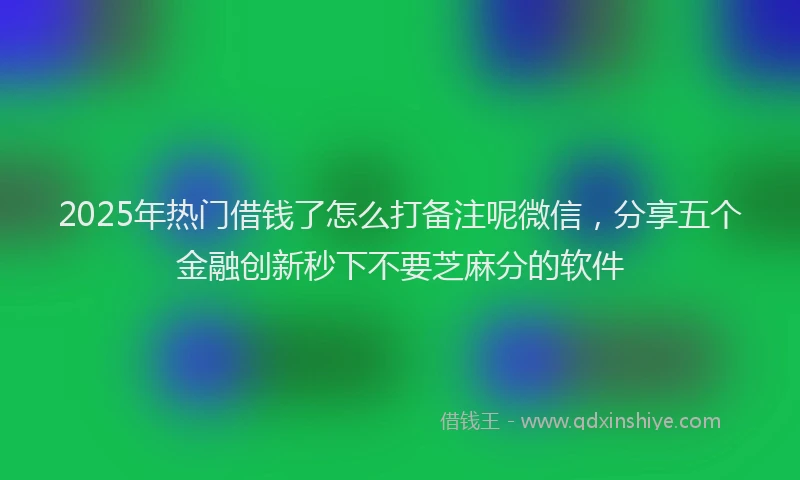 2025年热门借钱了怎么打备注呢微信，分享五个金融创新秒下不要芝麻分的软件