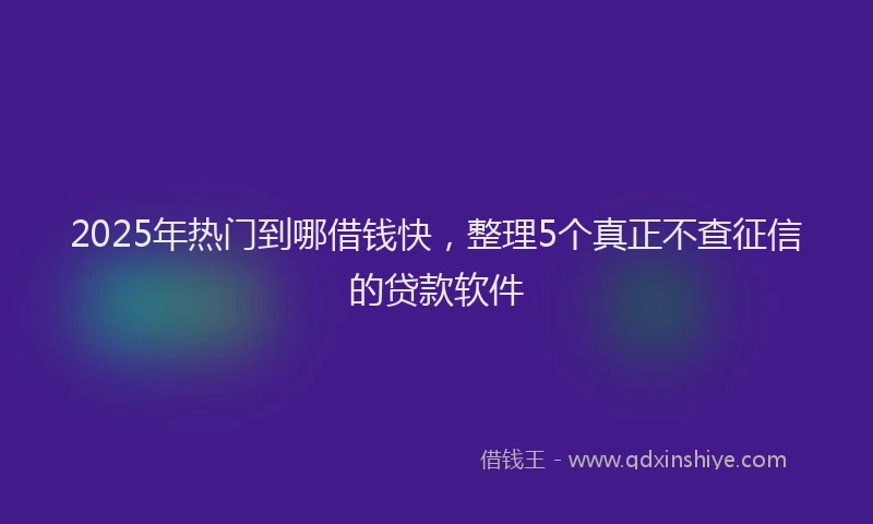2025年热门到哪借钱快，整理5个真正不查征信的贷款软件