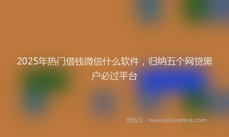 2025年热门借钱微信什么软件，归纳五个网贷黑户必过平台