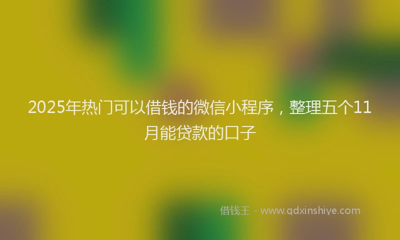 2025年热门可以借钱的微信小程序，整理五个11月能贷款的口子