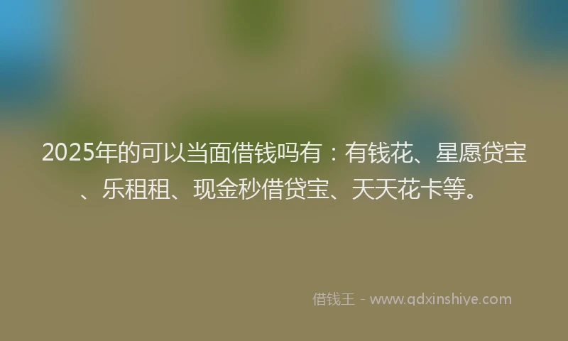 2025年的可以当面借钱吗有：有钱花、星愿贷宝、乐租租、现金秒借贷宝、天天花卡等。