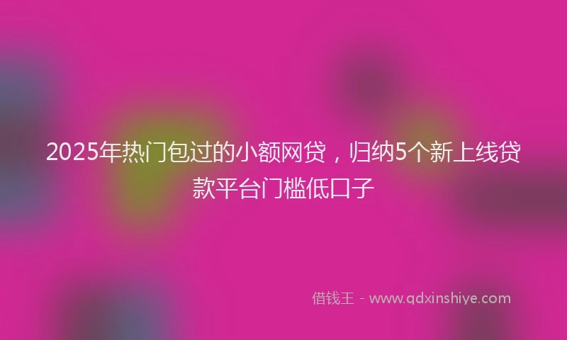 2025年热门包过的小额网贷，归纳5个新上线贷款平台门槛低口子