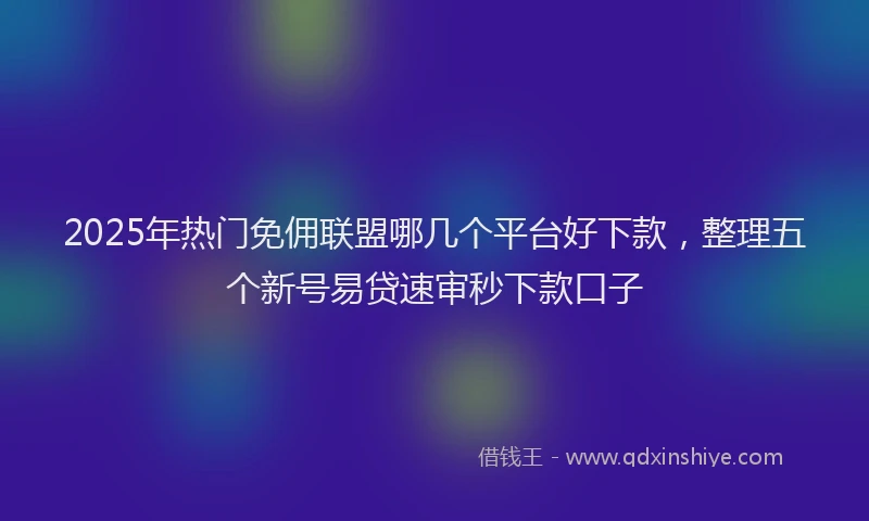 2025年热门免佣联盟哪几个平台好下款，整理五个新号易贷速审秒下款口子