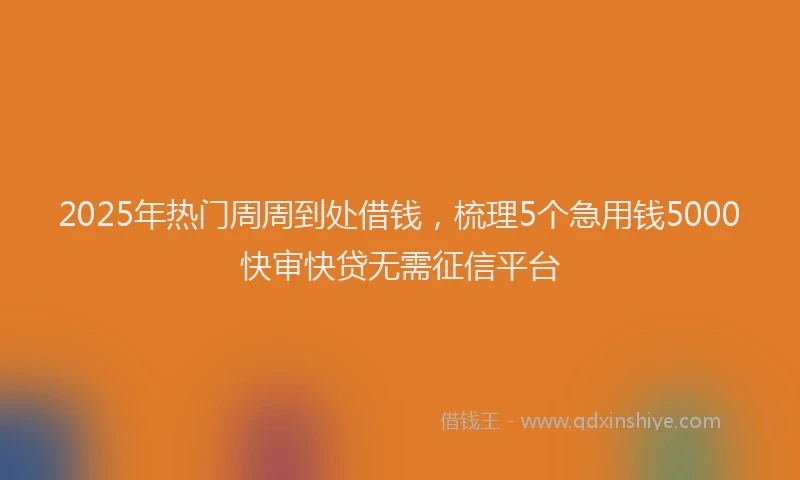 2025年热门周周到处借钱，梳理5个急用钱5000快审快贷无需征信平台
