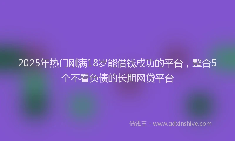 2025年热门刚满18岁能借钱成功的平台，整合5个不看负债的长期网贷平台