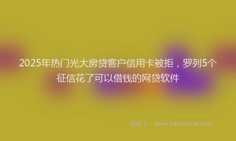 2025年热门光大房贷客户信用卡被拒，罗列5个征信花了可以借钱的网贷软件