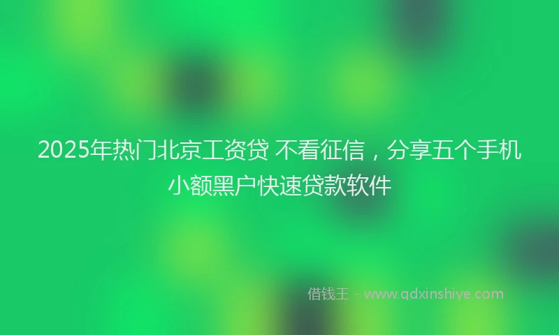 2025年热门北京工资贷 不看征信，分享五个手机小额黑户快速贷款软件