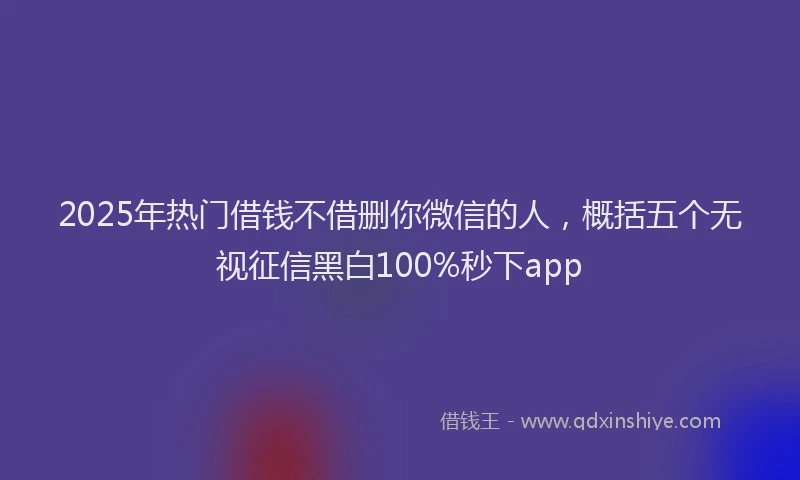 2025年热门借钱不借删你微信的人，概括五个无视征信黑白100%秒下app