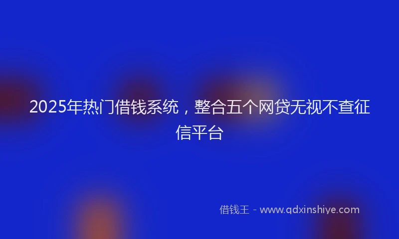 2025年热门借钱系统，整合五个网贷无视不查征信平台