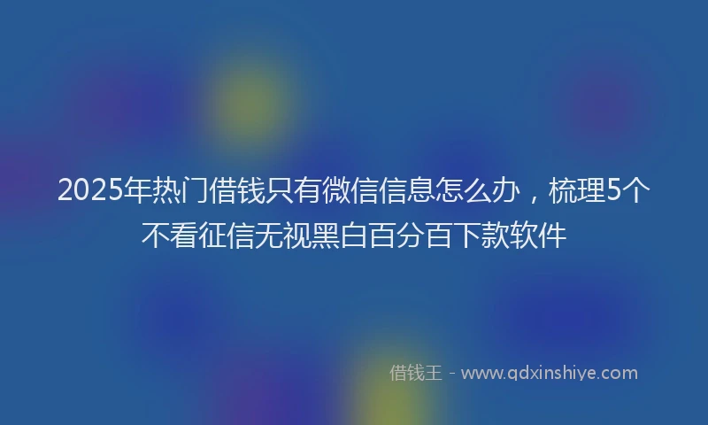 2025年热门借钱只有微信信息怎么办，梳理5个不看征信无视黑白百分百下款软件