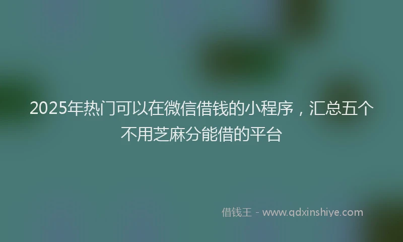 2025年热门可以在微信借钱的小程序，汇总五个不用芝麻分能借的平台