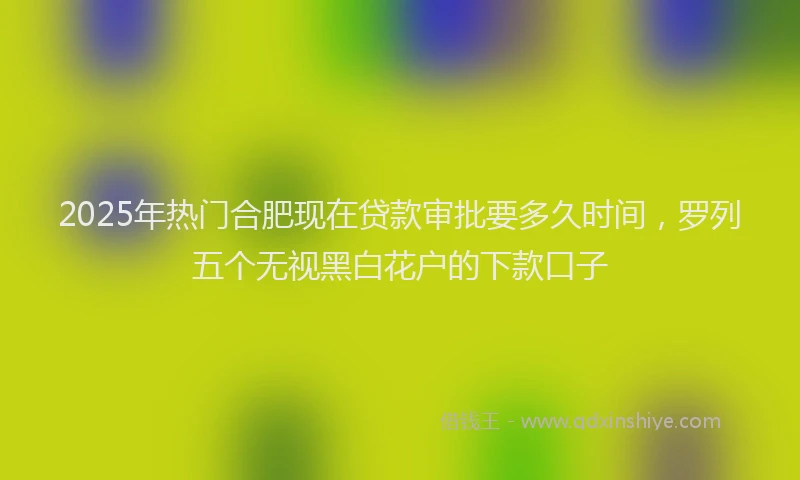 2025年热门合肥现在贷款审批要多久时间，罗列五个无视黑白花户的下款口子