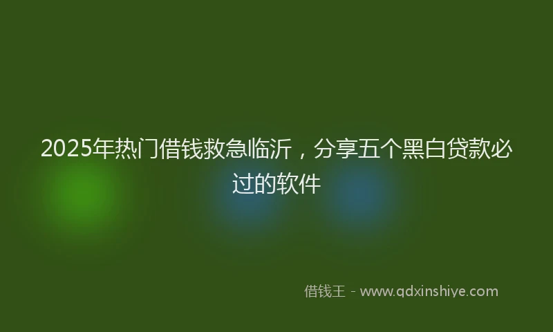 2025年热门借钱救急临沂，分享五个黑白贷款必过的软件
