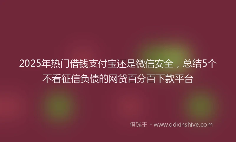 2025年热门借钱支付宝还是微信安全，总结5个不看征信负债的网贷百分百下款平台