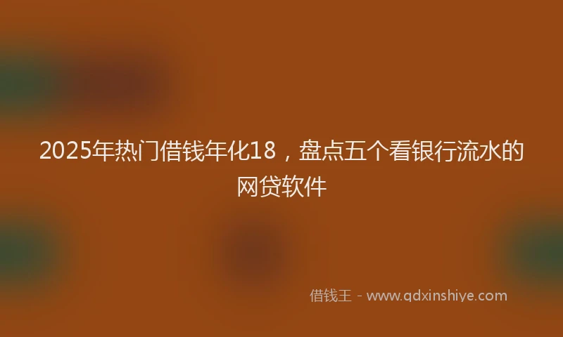 2025年热门借钱年化18，盘点五个看银行流水的网贷软件