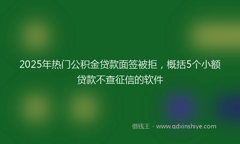 2025年热门公积金贷款面签被拒，概括5个小额贷款不查征信的软件