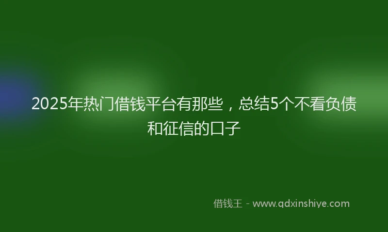 2025年热门借钱平台有那些，总结5个不看负债和征信的口子