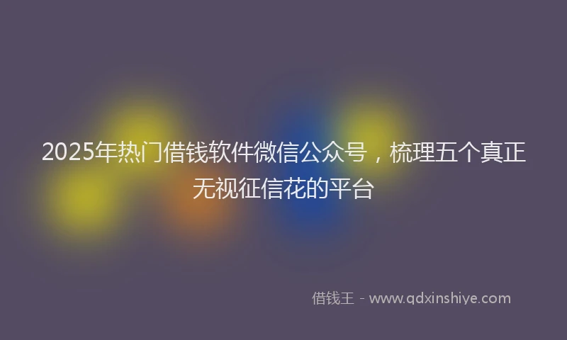 2025年热门借钱软件微信公众号，梳理五个真正无视征信花的平台