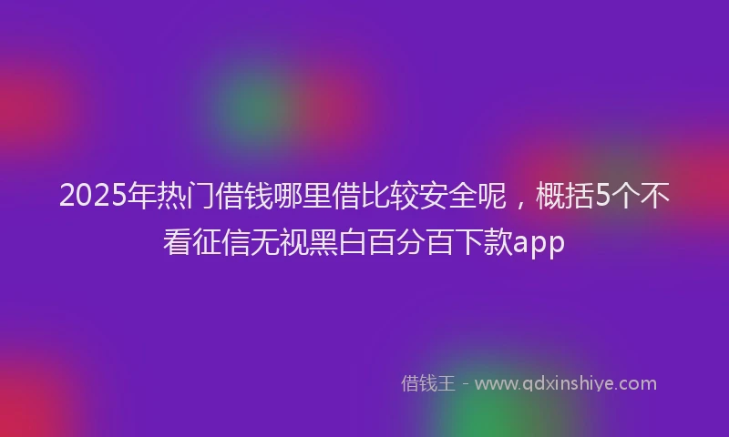 2025年热门借钱哪里借比较安全呢，概括5个不看征信无视黑白百分百下款app