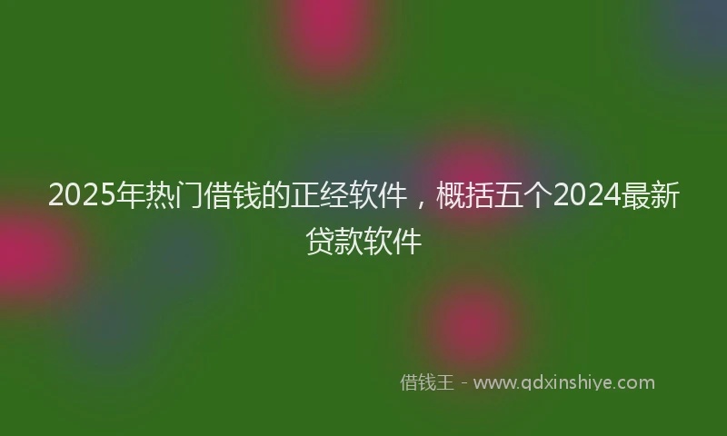 2025年热门借钱的正经软件，概括五个2024最新贷款软件