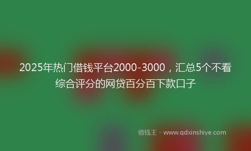 2025年热门借钱平台2000-3000，汇总5个不看综合评分的网贷百分百下款口子
