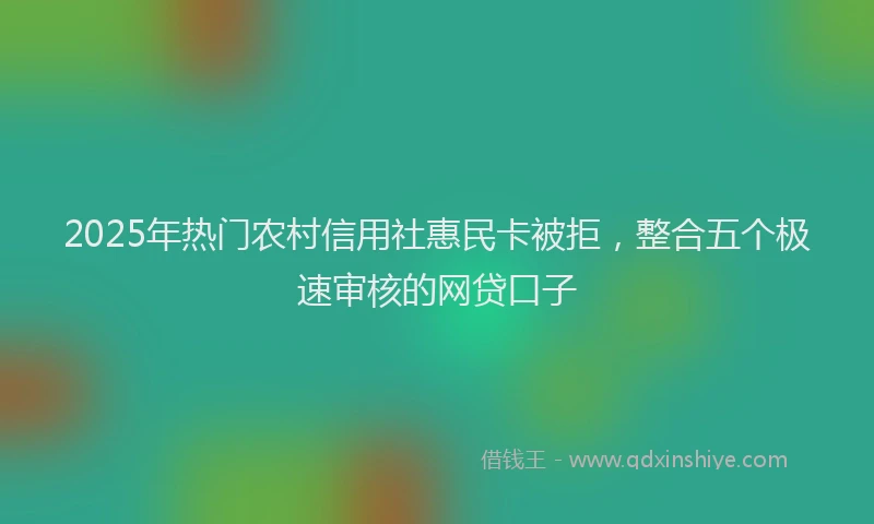 2025年热门农村信用社惠民卡被拒，整合五个极速审核的网贷口子