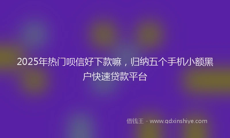 2025年热门呗信好下款嘛，归纳五个手机小额黑户快速贷款平台