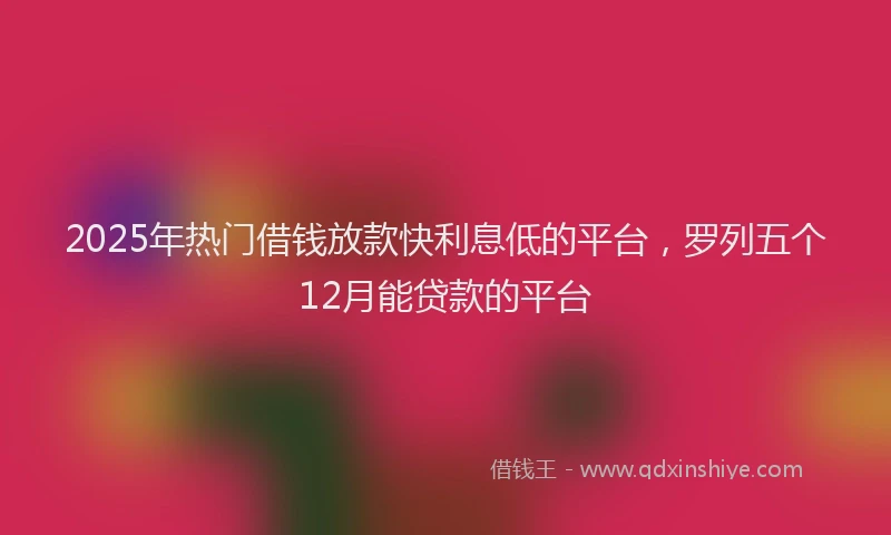 2025年热门借钱放款快利息低的平台，罗列五个12月能贷款的平台