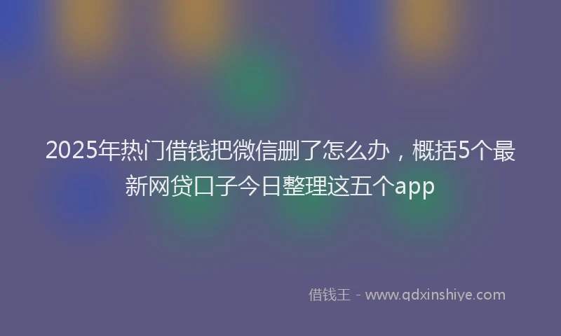 2025年热门借钱把微信删了怎么办，概括5个最新网贷口子今日整理这五个app