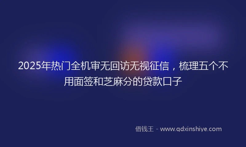 2025年热门全机审无回访无视征信，梳理五个不用面签和芝麻分的贷款口子