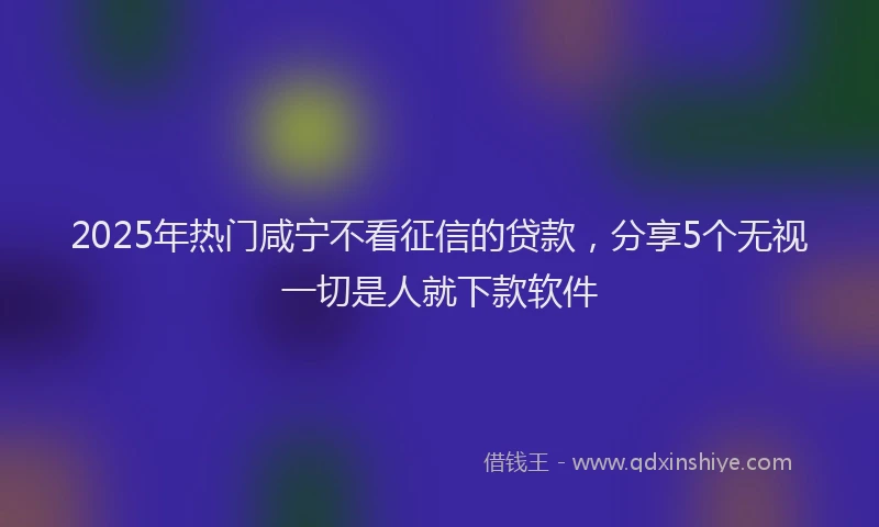 2025年热门咸宁不看征信的贷款，分享5个无视一切是人就下款软件