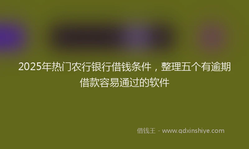 2025年热门农行银行借钱条件，整理五个有逾期借款容易通过的软件